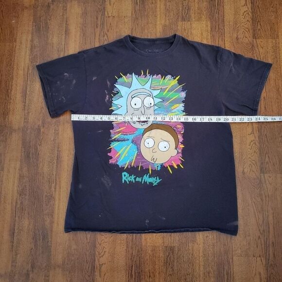 Rick & Morty Mens Sz Large Black T-Shirt Adult Swim Distressed - Picture 2 of 4